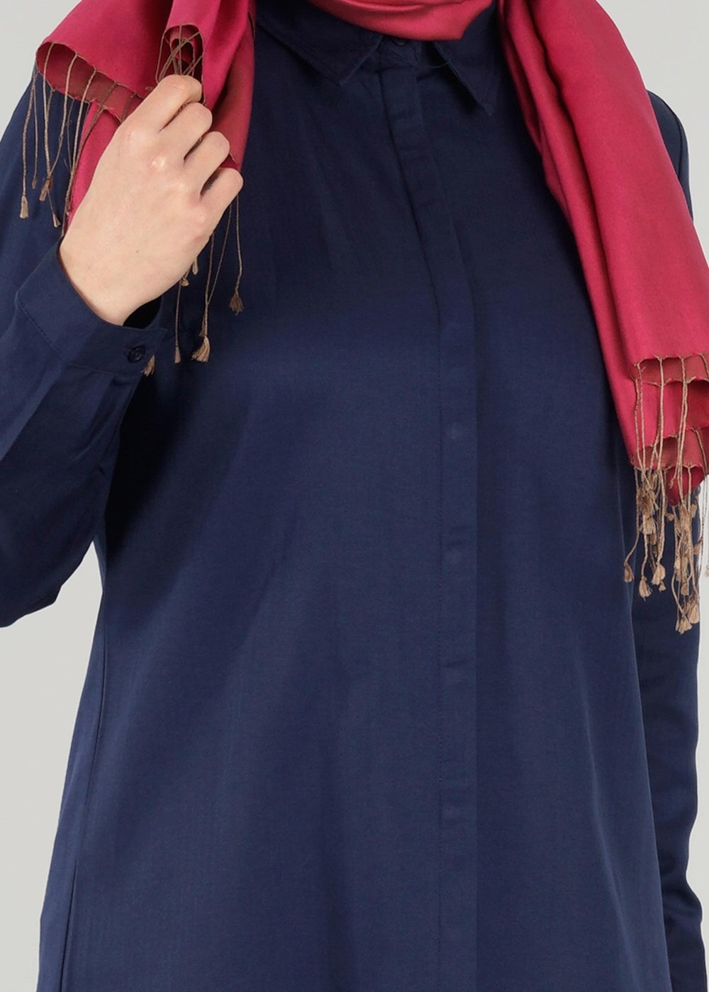 Hijab clothing NAVY BLUE T 50427 Allday Gizli Düğmeli Tunik