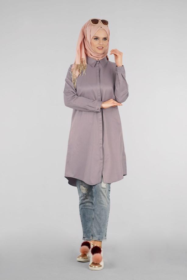 Vêtements hijab  T 50427 Allday Gizli Düğmeli Tunik - TRENDTESETTÜR