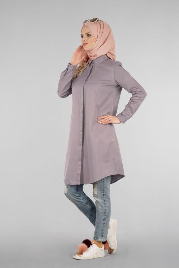Vêtements hijab  T 50427 Allday Gizli Düğmeli Tunik - TRENDTESETTÜR