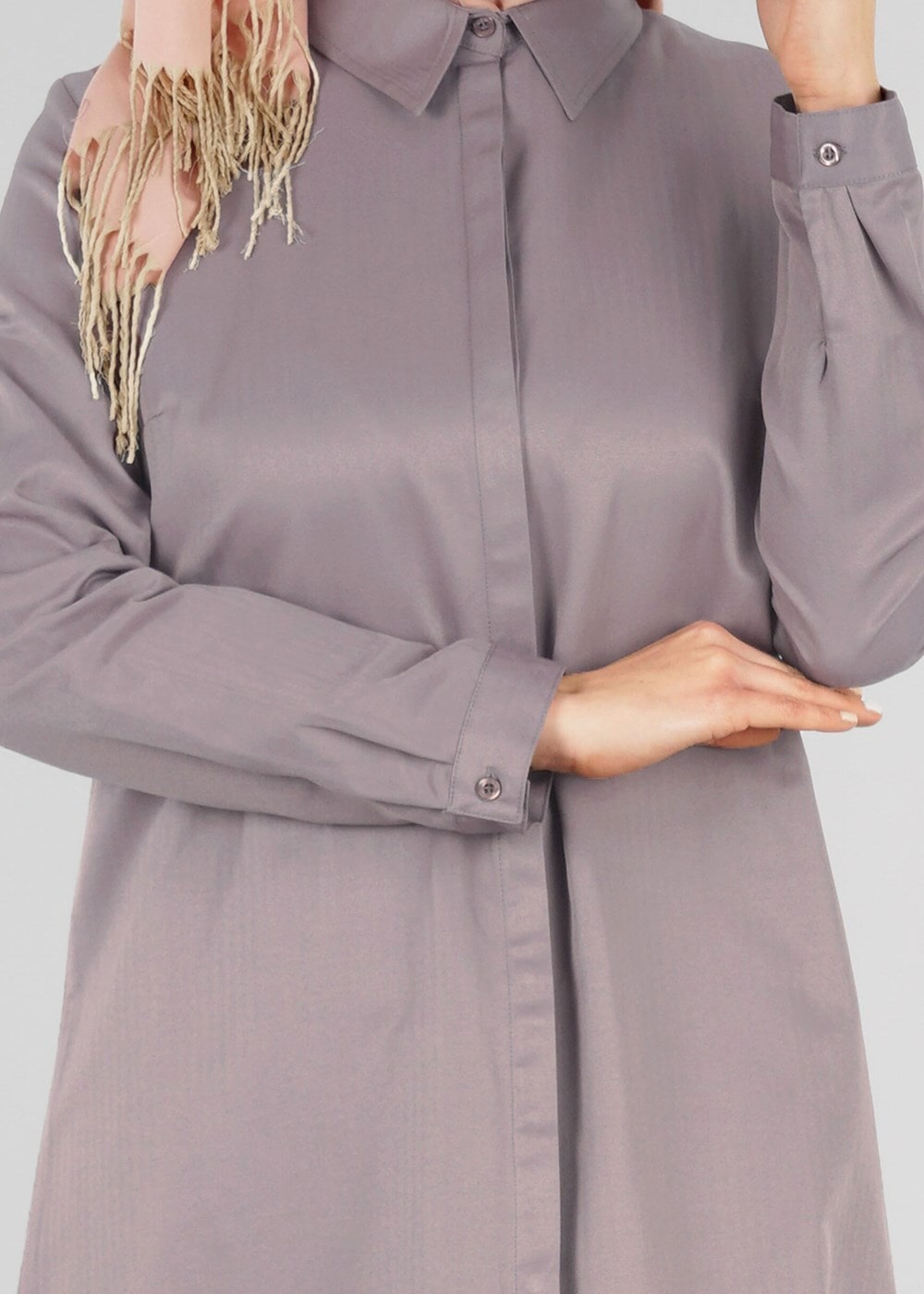 Hijab clothing POWDER T 50427 Allday Gizli Düğmeli Tunik