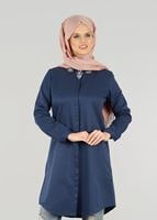 Tesettür giyim LACİVERT GİZLİ DÜĞMELİ KLASİK TUNİK T 50427- ALLDAY