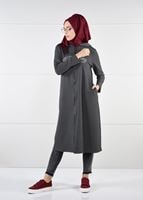 Tesettür giyim GRİ T 50478 Allday Baskı Detaylı Spor Tunik