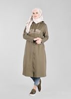 Tesettür giyim HAKİ T 50478 Allday Baskı Detaylı Spor Tunik