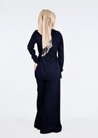 Tesettür giyim LACİVERT T 80105 Düğme Detaylı Pantolonlu Takım