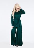 Tesettür giyim YEŞİL T 80105 Düğme Detaylı Pantolonlu Takım