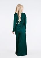 Tesettür giyim YEŞİL T 80105 Düğme Detaylı Pantolonlu Takım