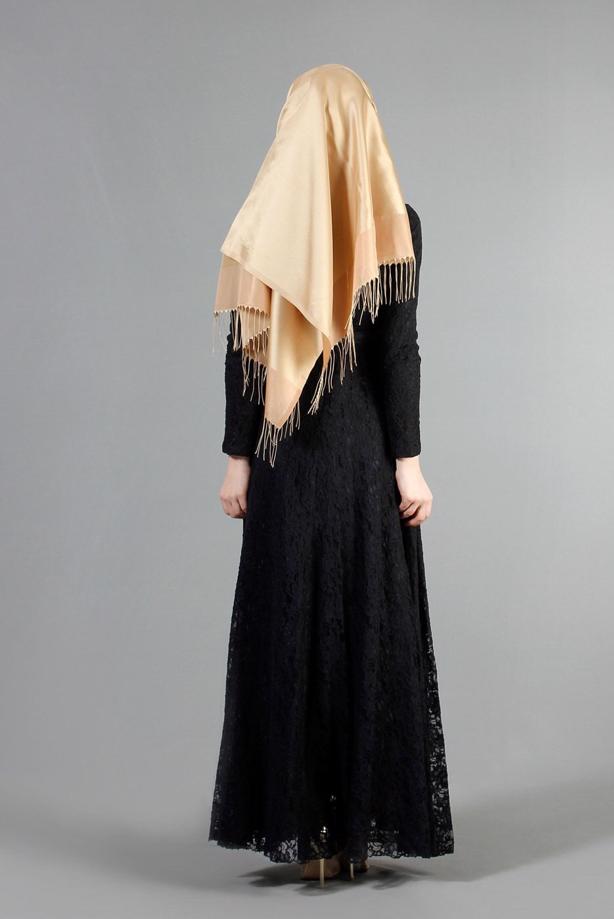 Vêtements hijab  T 1787 Tuay Dantel Kuşaklı Abiye - TRENDTESETTÜR