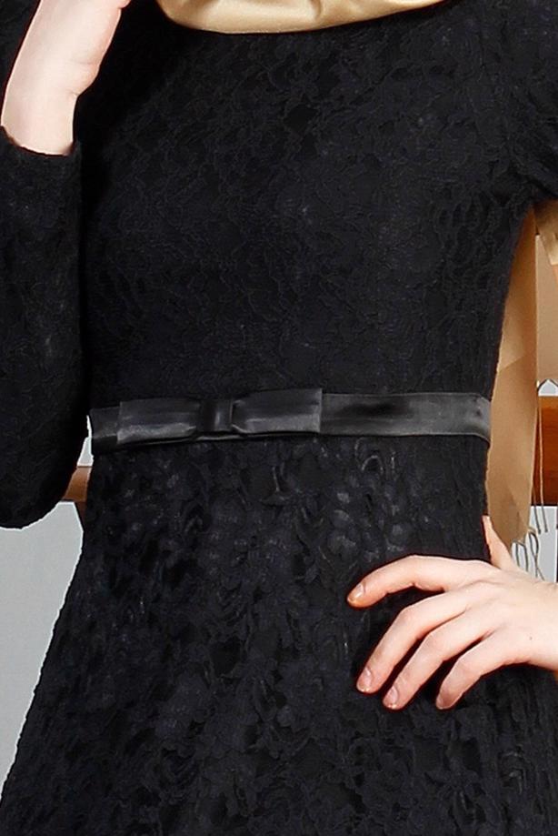 Vêtements hijab  T 1787 Tuay Dantel Kuşaklı Abiye - TRENDTESETTÜR