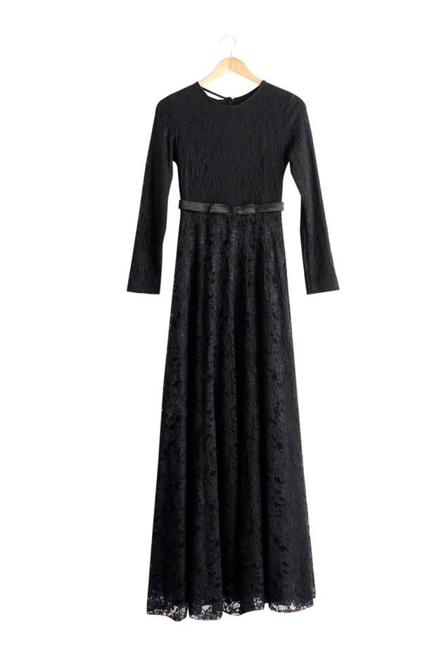 Vêtements hijab  T 1787 Tuay Dantel Kuşaklı Abiye - TRENDTESETTÜR