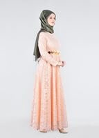 Vêtements hijab POUDRE T 1787 Tuay Dantel Kuşaklı Abiye