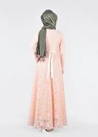 Vêtements hijab POUDRE T 1787 Tuay Dantel Kuşaklı Abiye