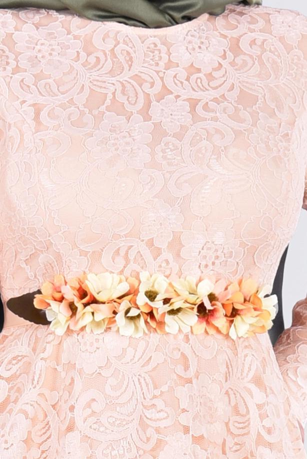 Vêtements hijab  T 1787 Tuay Dantel Kuşaklı Abiye - TRENDTESETTÜR