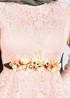 Vêtements hijab POUDRE T 1787 Tuay Dantel Kuşaklı Abiye