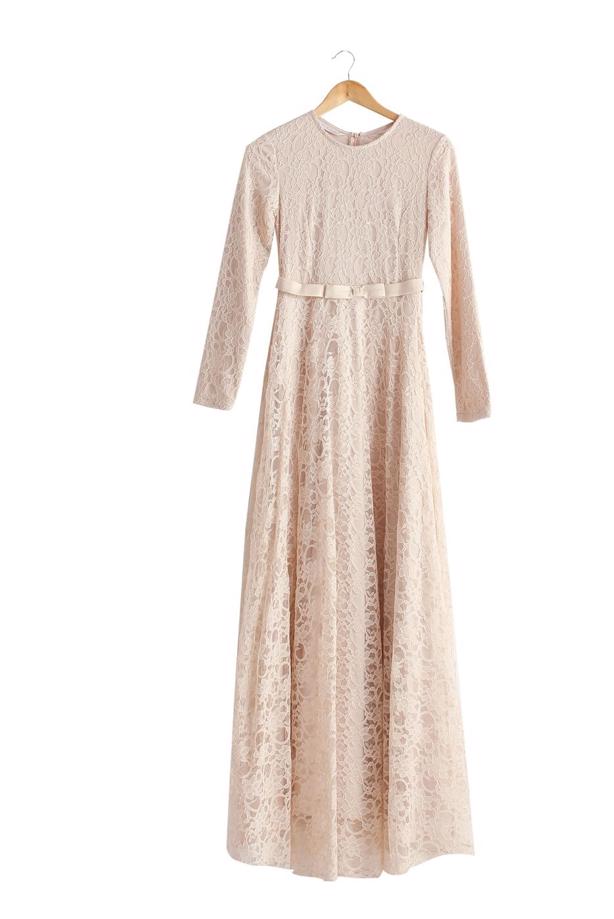 Vêtements hijab  T 1787 Tuay Dantel Kuşaklı Abiye - TRENDTESETTÜR
