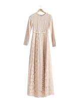 Vêtements hijab POUDRE T 1787 Tuay Dantel Kuşaklı Abiye