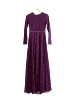 Vêtements hijab POURPRE T 1787 Tuay Dantel Kuşaklı Abiye