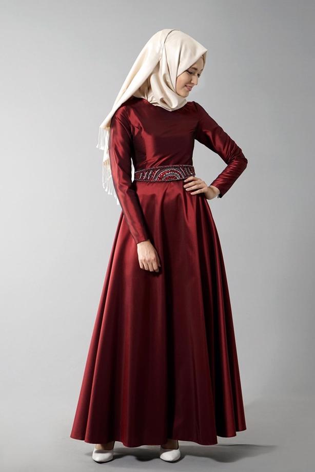 Vêtements hijab  T 1788 Tuay Tafta Kuşağı Boncuk İşlemeli Abiye - TRENDTESETTÜR