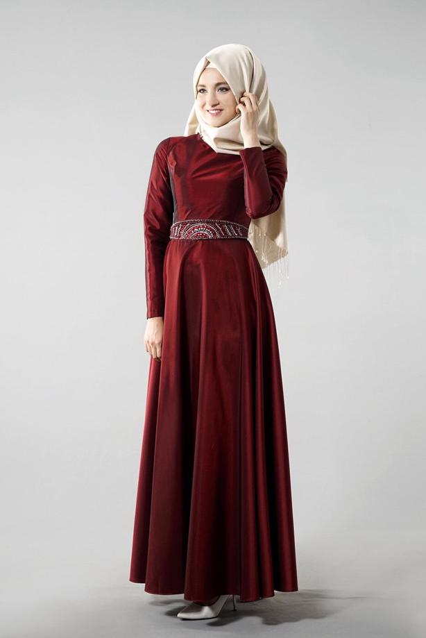 Vêtements hijab  T 1788 Tuay Tafta Kuşağı Boncuk İşlemeli Abiye - TRENDTESETTÜR