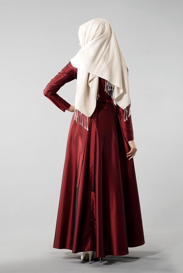 Vêtements hijab  T 1788 Tuay Tafta Kuşağı Boncuk İşlemeli Abiye - TRENDTESETTÜR