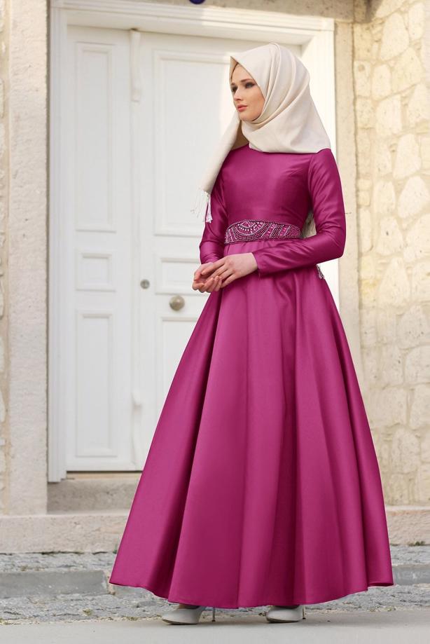 Vêtements hijab  T 1788 Tuay Tafta Kuşağı Boncuk İşlemeli Abiye - TRENDTESETTÜR