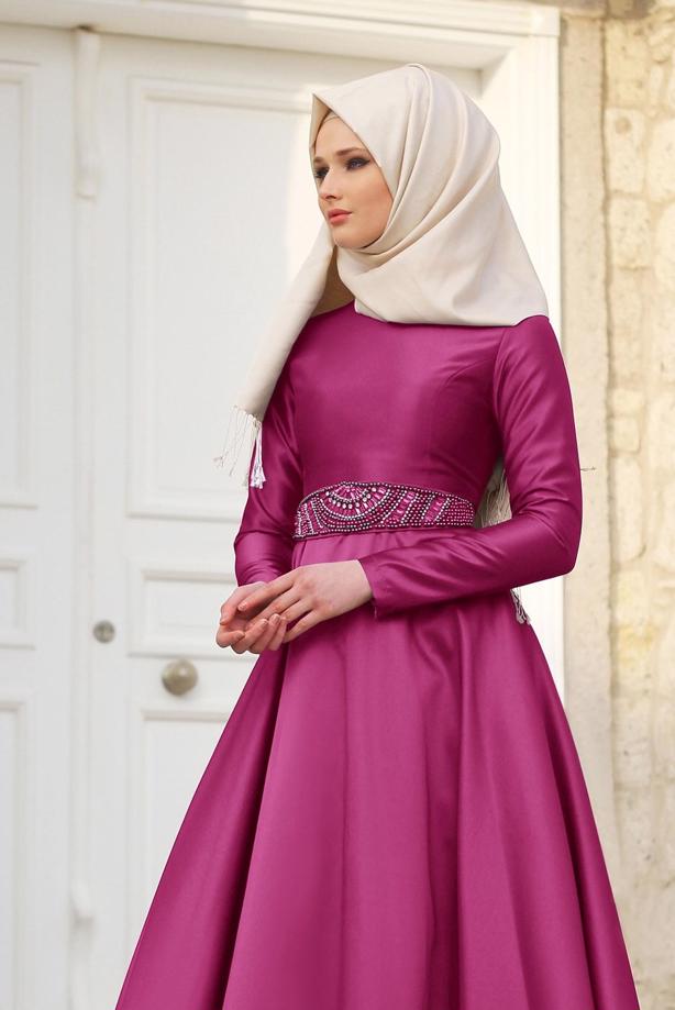 Vêtements hijab  T 1788 Tuay Tafta Kuşağı Boncuk İşlemeli Abiye - TRENDTESETTÜR
