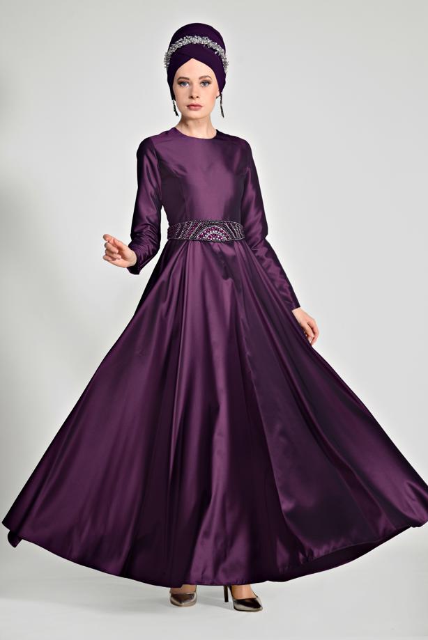 Vêtements hijab  T 1788 Tuay Tafta Kuşağı Boncuk İşlemeli Abiye - TRENDTESETTÜR