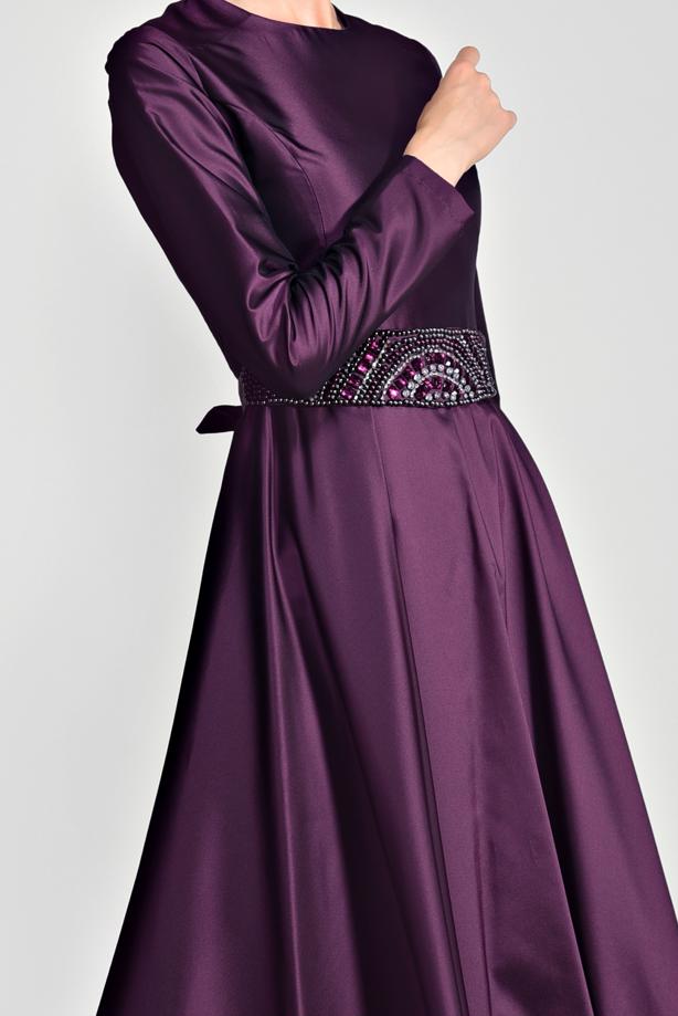 Vêtements hijab  T 1788 Tuay Tafta Kuşağı Boncuk İşlemeli Abiye - TRENDTESETTÜR