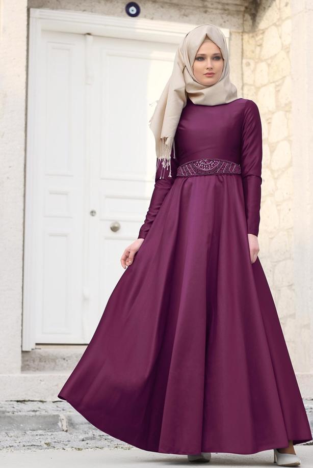 Vêtements hijab  T 1788 Tuay Tafta Kuşağı Boncuk İşlemeli Abiye - TRENDTESETTÜR