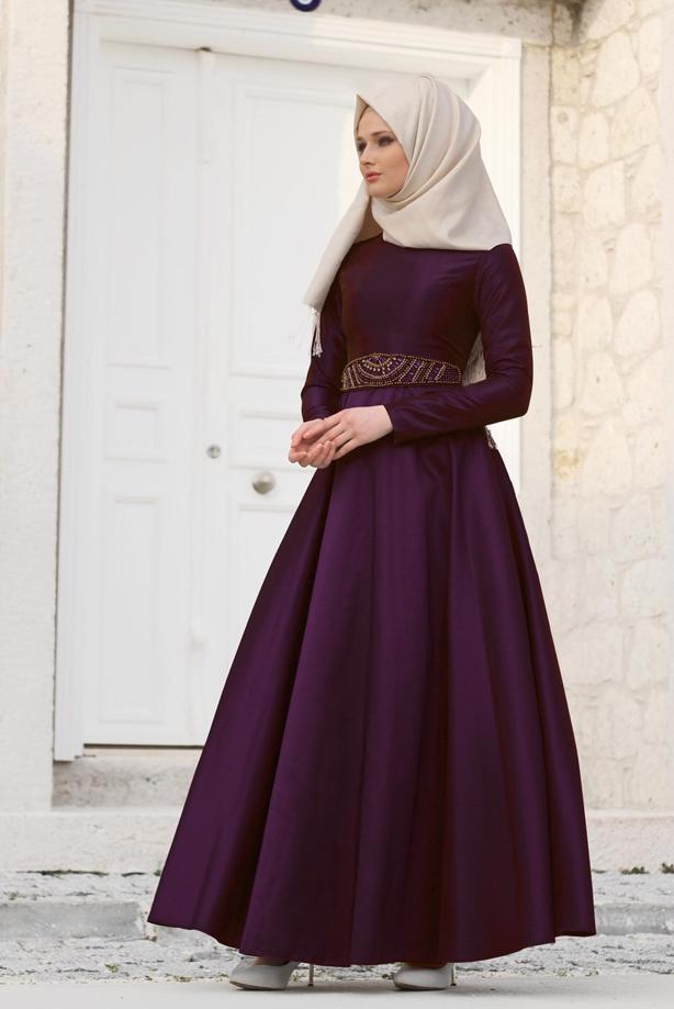 Vêtements hijab  T 1788 Tuay Tafta Kuşağı Boncuk İşlemeli Abiye - TRENDTESETTÜR