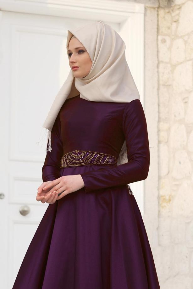 Vêtements hijab  T 1788 Tuay Tafta Kuşağı Boncuk İşlemeli Abiye - TRENDTESETTÜR