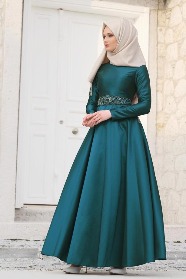 Vêtements hijab  T 1788 Tuay Tafta Kuşağı Boncuk İşlemeli Abiye - TRENDTESETTÜR