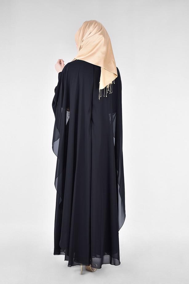 Vêtements hijab  T 52436 Fy Collection-Dantel Detaylı Pelerinli Abiye - TRENDTESETTÜR