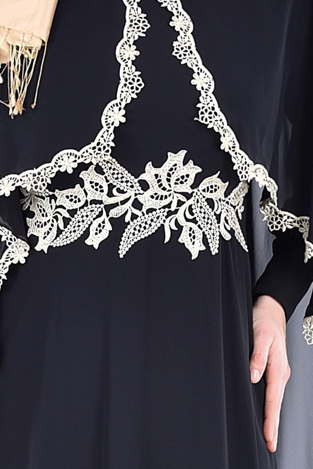 Vêtements hijab  T 52436 Fy Collection-Dantel Detaylı Pelerinli Abiye - TRENDTESETTÜR