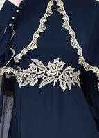 Tesettür giyim LACİVERT T 52436 Fy Collection-Dantel Detaylı Pelerinli Abiye