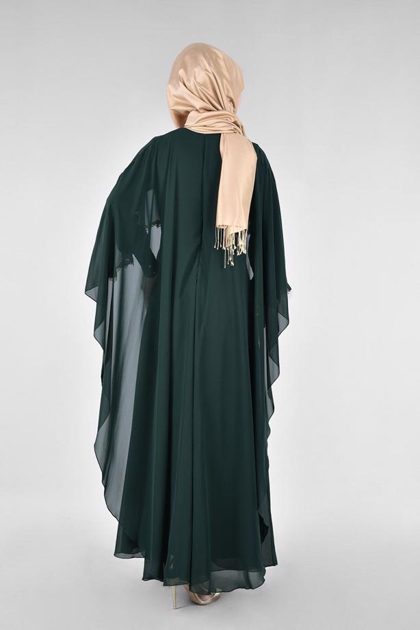 Vêtements hijab  T 52436 Fy Collection-Dantel Detaylı Pelerinli Abiye - TRENDTESETTÜR