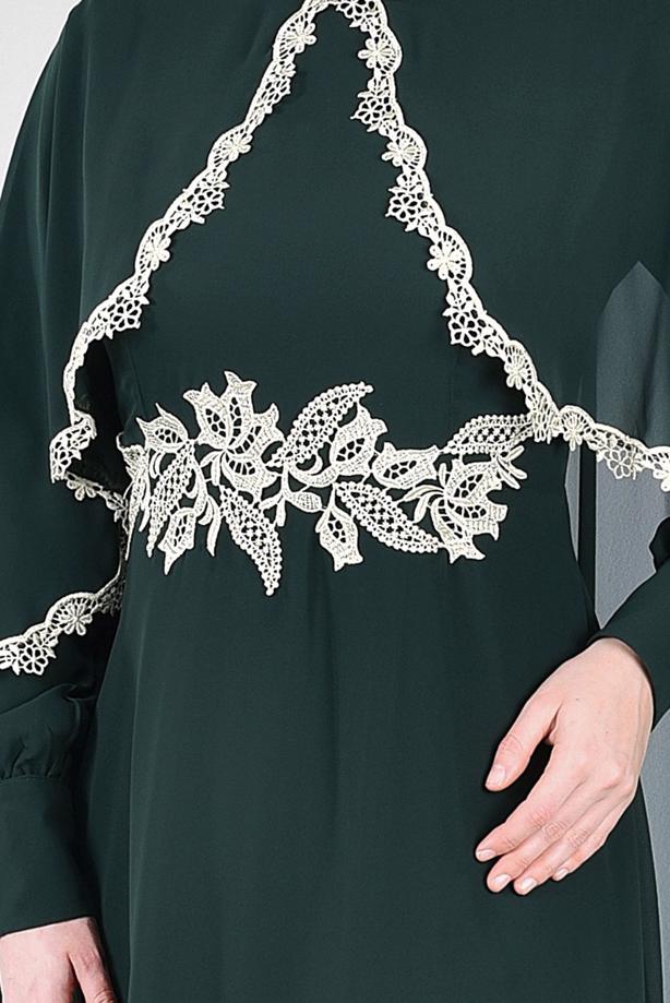 Vêtements hijab  T 52436 Fy Collection-Dantel Detaylı Pelerinli Abiye - TRENDTESETTÜR