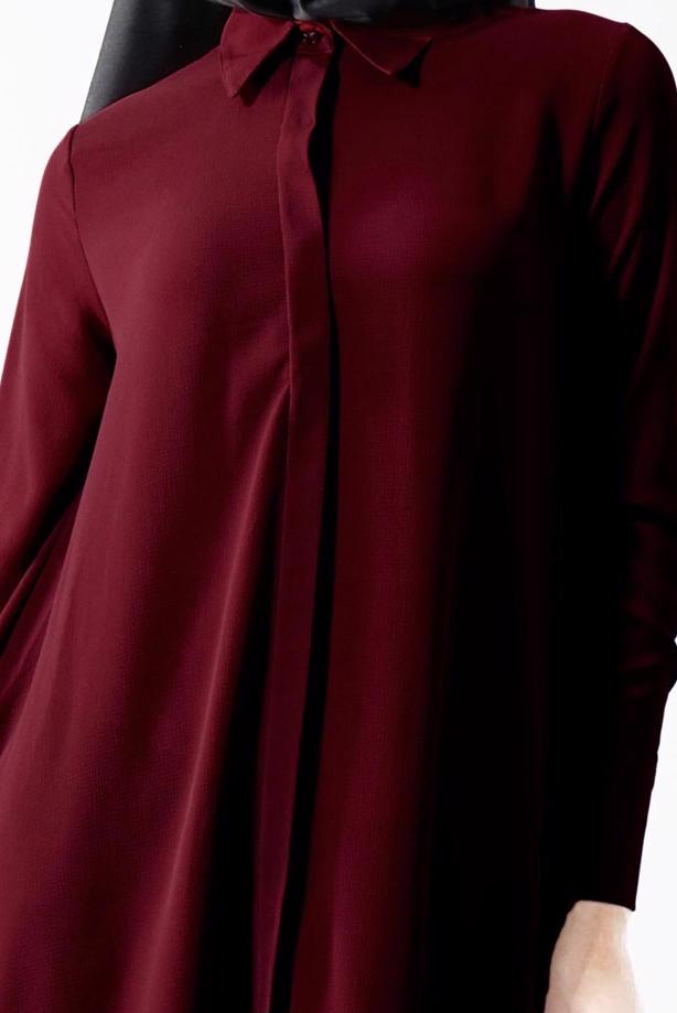 Hijab-Kleidung  T 671 Mısra Erkek Yaka Salaş Tunik - TRENDTESETTÜR
