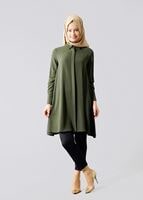 Tesettür giyim HAKİ T 671 Mısra Erkek Yaka Salaş Tunik
