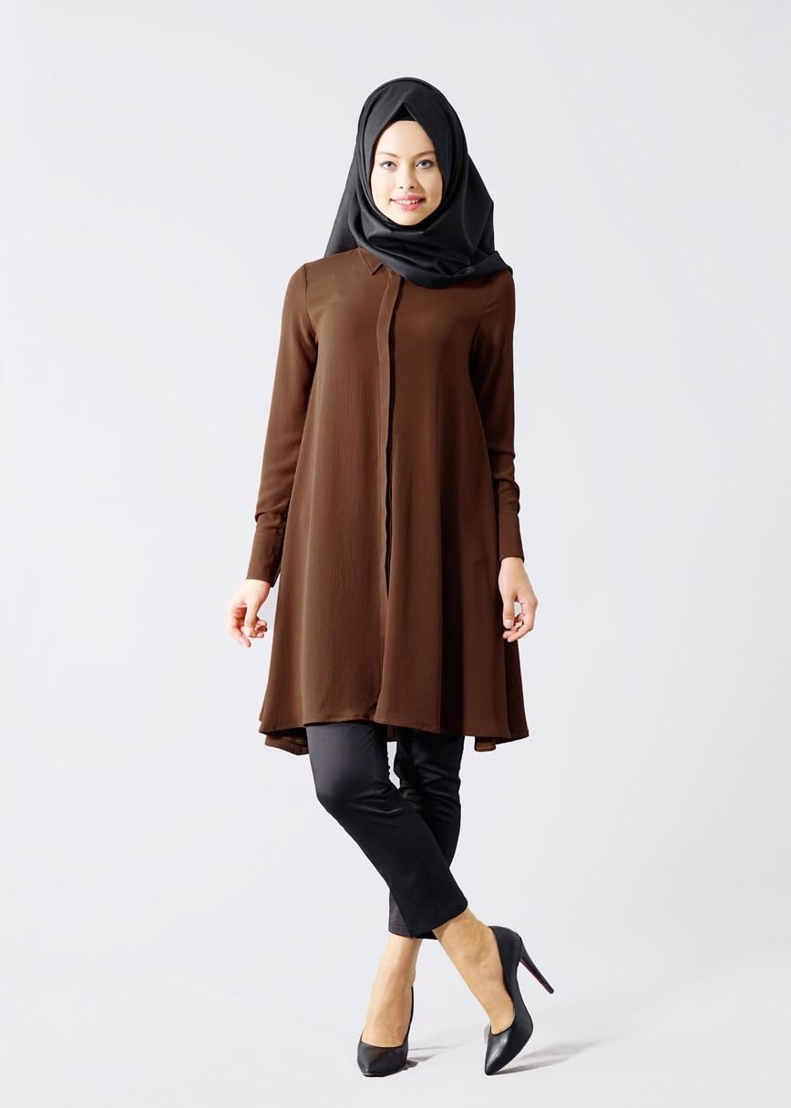 Tesettür giyim TABA T 671 Mısra Erkek Yaka Salaş Tunik