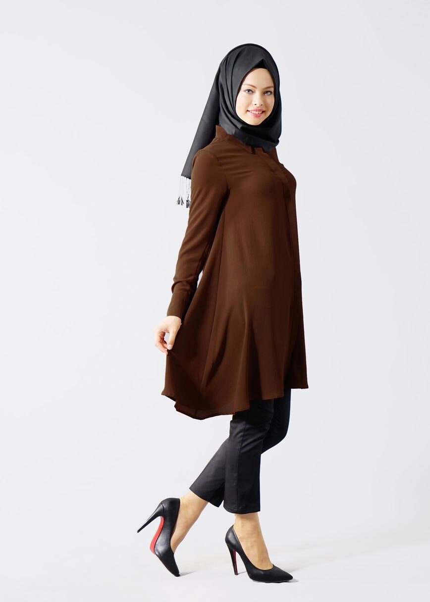 Tesettür giyim TABA T 671 Mısra Erkek Yaka Salaş Tunik