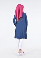 Tesettür giyim LACİVERT T 671 Mısra Erkek Yaka Salaş Tunik