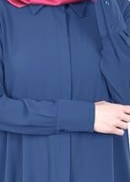 Tesettür giyim LACİVERT T 671 Mısra Erkek Yaka Salaş Tunik