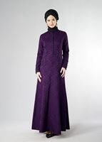 Vêtements hijab POURPRE ROBE DE SOIRÉE À COL MAO À BOUTONNÉ 5703 