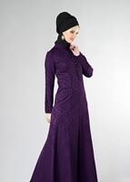 Vêtements hijab POURPRE ROBE DE SOIRÉE À COL MAO À BOUTONNÉ 5703 