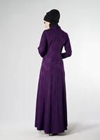 Vêtements hijab POURPRE ROBE DE SOIRÉE À COL MAO À BOUTONNÉ 5703 