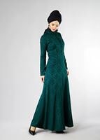 Hijab clothing GREEN MANDARIN COLLAR BUTTONED FORMAL 5703 