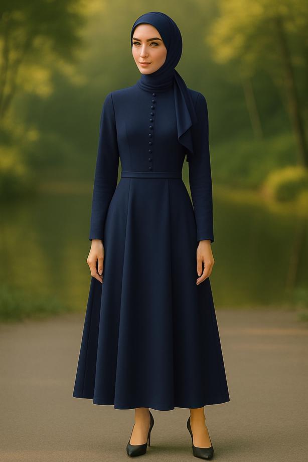 Vêtements hijab  MANDARIN COLLAR BELTED FORMAL 6313 - TRENDTESETTÜR