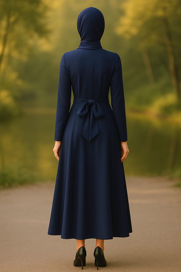 Vêtements hijab  MANDARIN COLLAR BELTED FORMAL 6313 - TRENDTESETTÜR