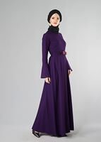 Vêtements hijab POURPRE ROBE DE SOIRÉE CIRCULAIRE AVEC CEINTURE 9247 