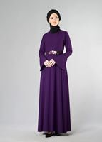 Vêtements hijab POURPRE ROBE DE SOIRÉE CIRCULAIRE AVEC CEINTURE 9247 